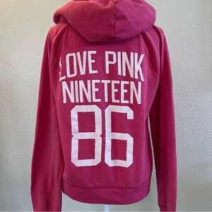 💥RARE💥PINK Victoria’s Secret Pink Graphic Zip Up Hoodie Jacket Sweater